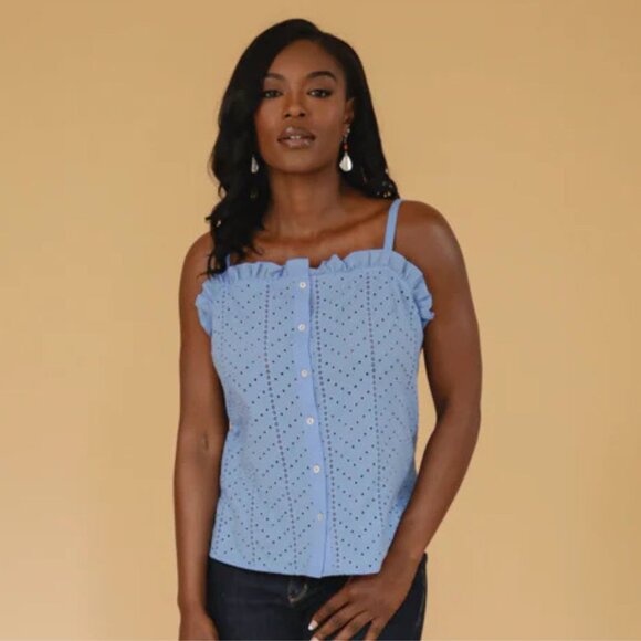B. Yellowtail Blue Eyelet Cami - Picture 1 of 2